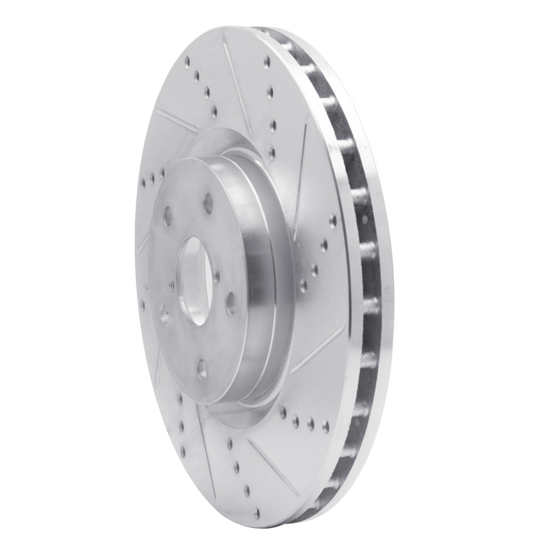 Subaru WRX Brake Rotor (1) - Front Right - R1 Concepts - Drilled & Slotted - Silver - `05-`20